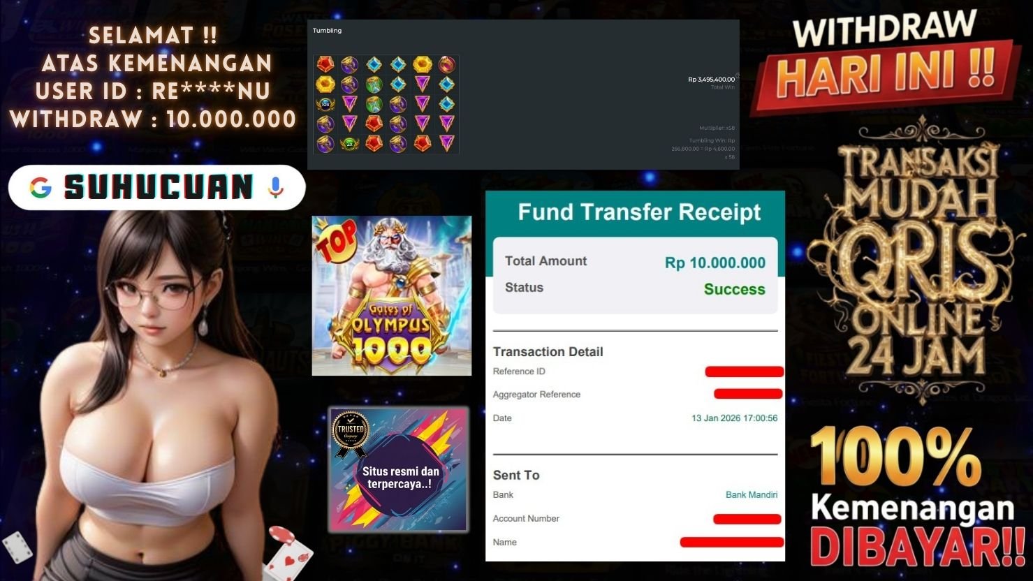 SUHUCUAN JACKPOT SLOT GATES OF OLYMPUS 1000